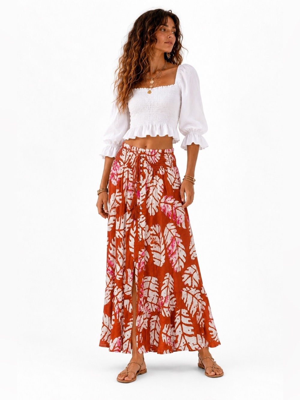 Nicole Miller New York Women's Tropical Print Beach Maxi Skirt Sz S NWOT